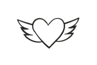 Heart with Wings Line Art for Boutique Apparel