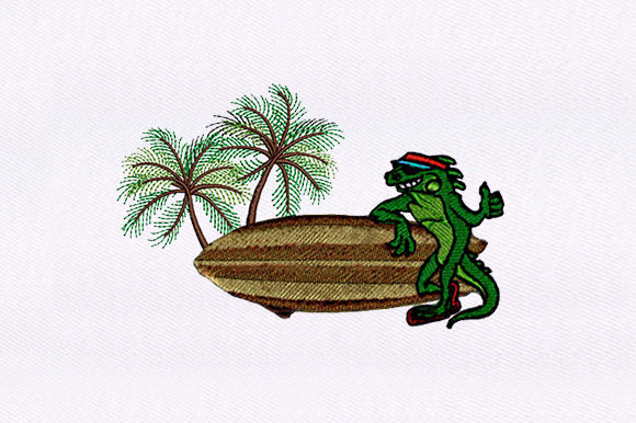 Iguana on the Beach: A Surfing Iguana Embroidery Review