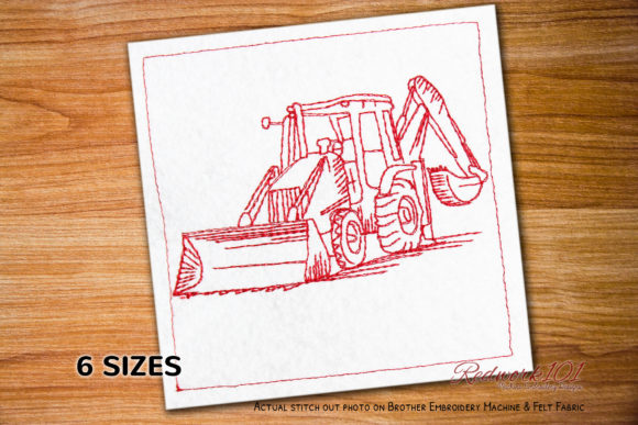 Jcb Backhoe Loader: Bluework Embroidery for Boutique